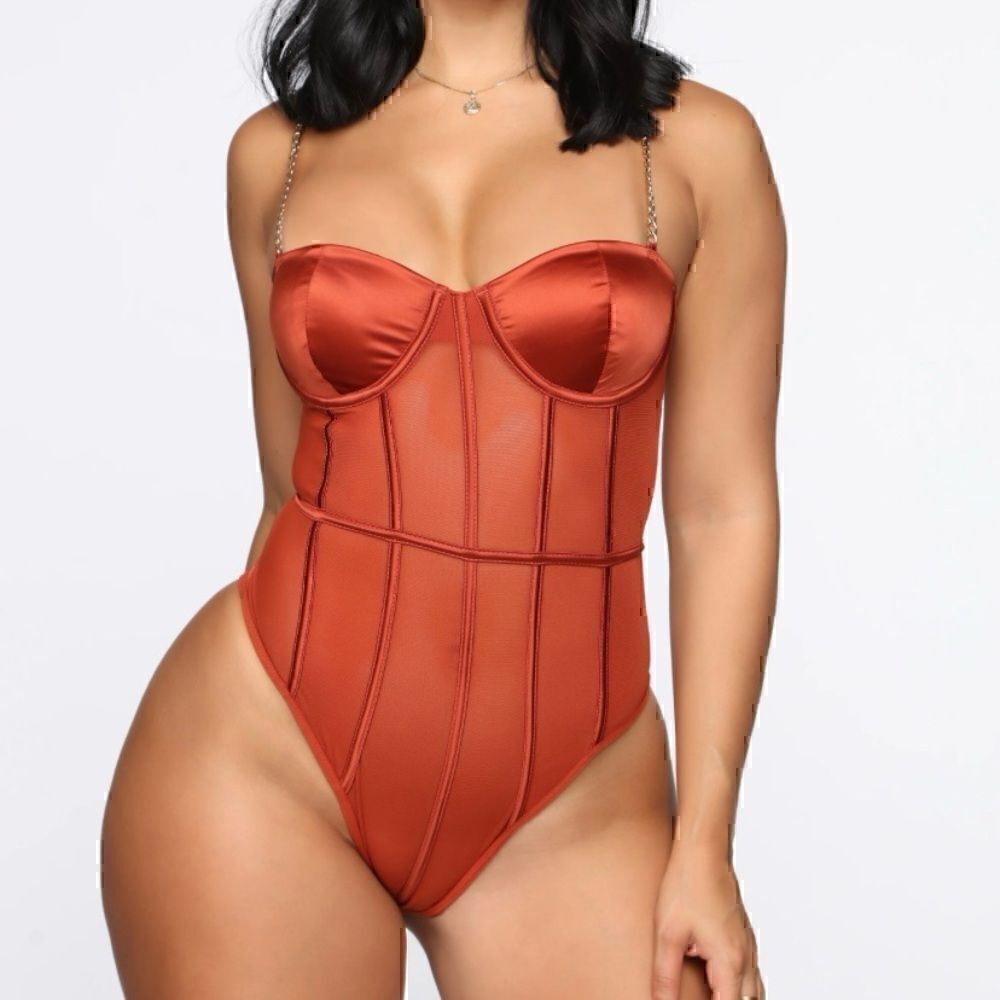NEW! Fashion Nova | Chain To You Bodysuit | Copper | Size Small - Picture 9 of 12